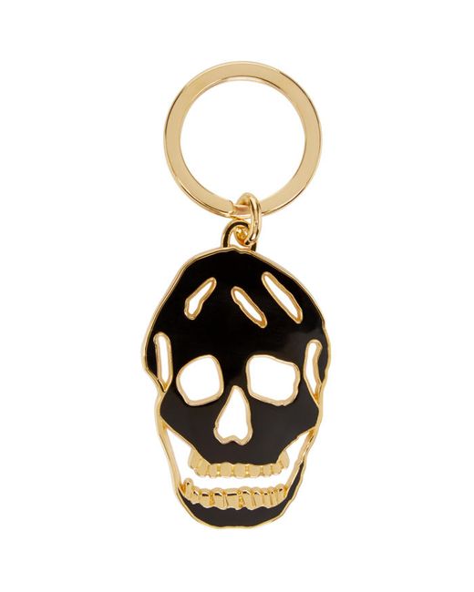 Alexander McQueen Black and Gold Cut-Out Skull Keychain