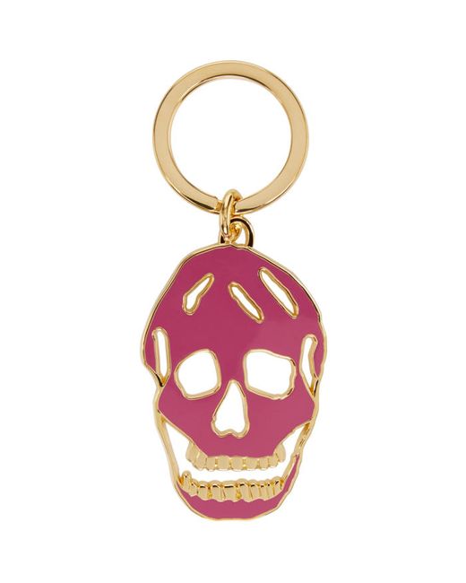 Alexander McQueen Purple and Gold Cut-Out Skull Keychain