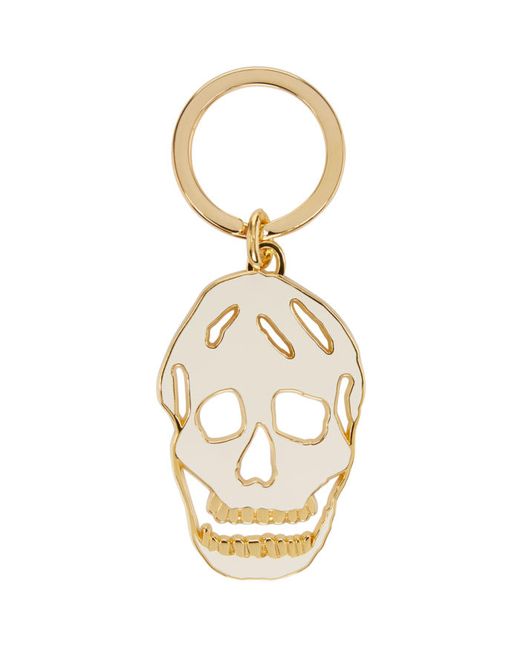 Alexander McQueen White and Gold Cut-Out Skull Keychain
