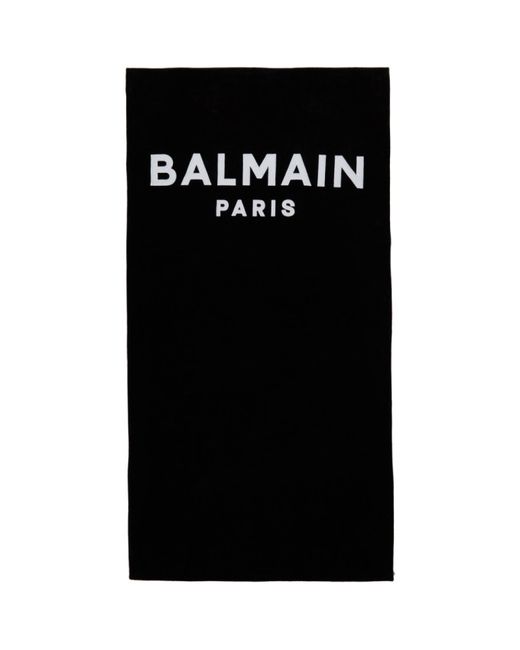 Balmain Black and White Logo Beach Towel