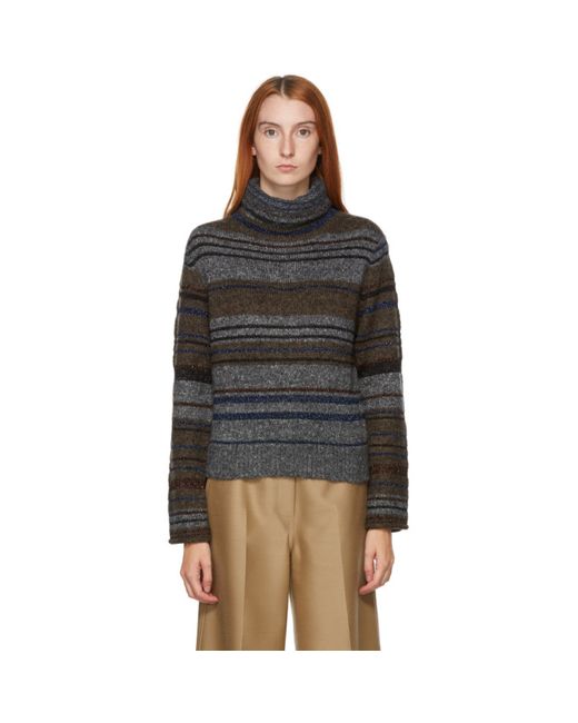 See by Chloé Grey Wool and Mohair Striped Turtleneck