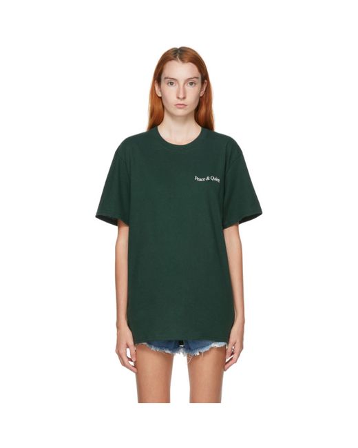 Museum of Peace and Quiet Green Warped Wordmark T-Shirt