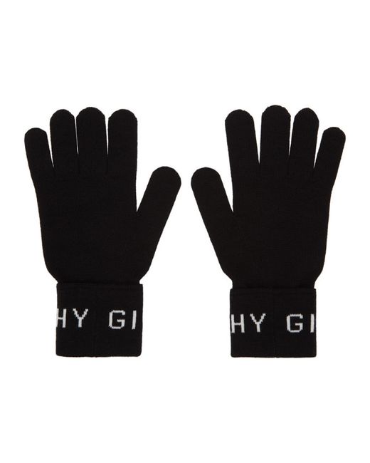 Givenchy Black and White Wool Gloves