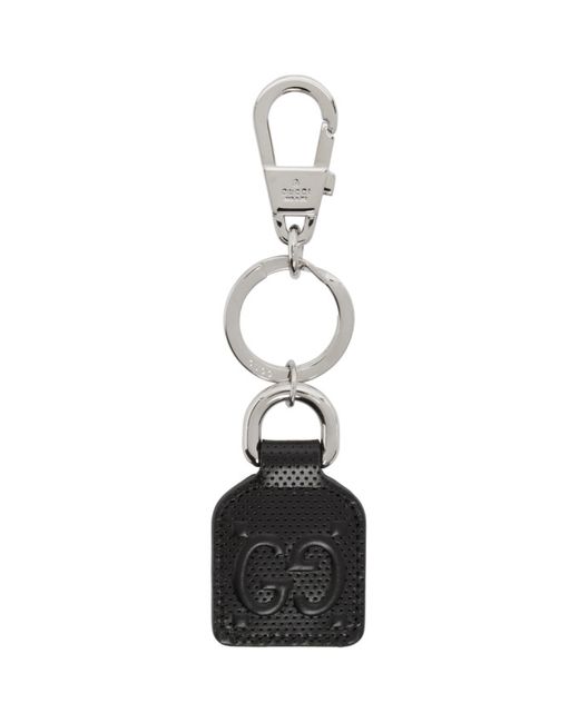 Gucci Black Perforated GG Keychain