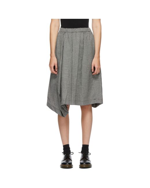 Comme Des Garçons Comme Des Garçons Black and White Wool Houndstooth Midi Skirt
