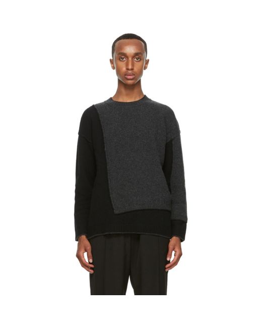 Isabel Benenato Black and Grey Wool Sweater