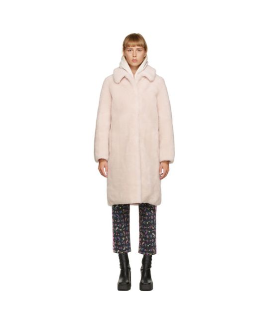 Yves Salomon Meteo Pink Shearling Long Coat