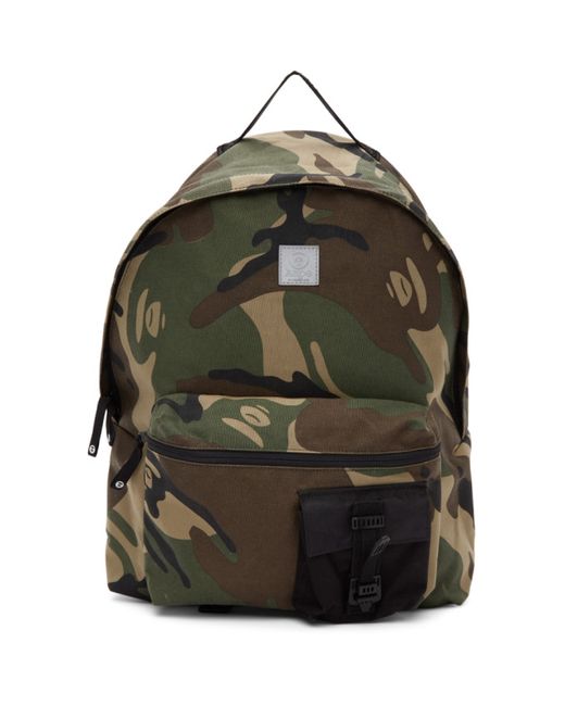 Aape By *A Bathing Ape® Green and Beige Backpack