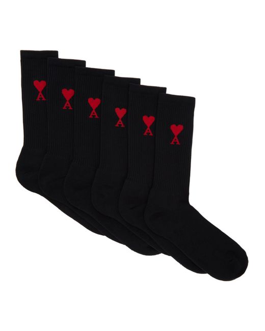 AMI Alexandre Mattiussi Three-Pack Jacquard Logo Socks