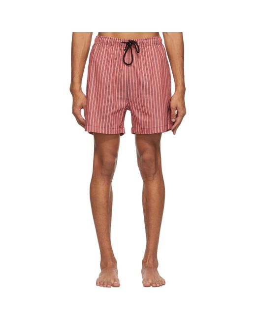 Solid & Striped Pink and Black The Classic Stripe Swim Shorts