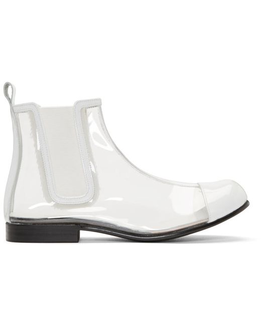Comme Des Garçons and White PVC Chelsea Boots