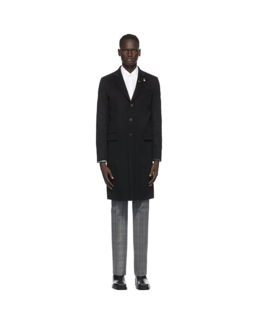 Givenchy Wool Lapel Pin Long Coat