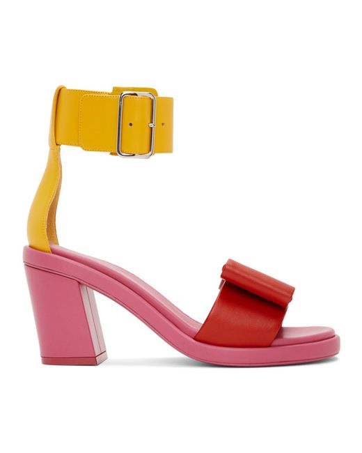 Comme Des Garçons Pink and Yellow Bow Heeled Sandals