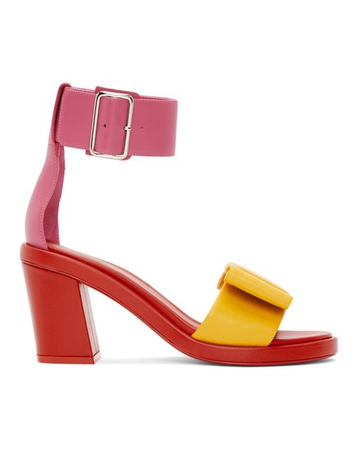 Comme Des Garçons Red and Pink Bow Heeled Sandals