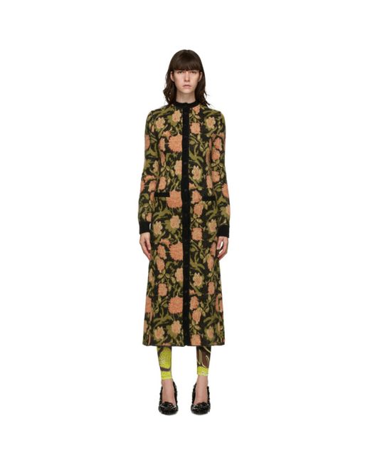 Paco Rabanne Multicolor Mohair Floral Long Cardigan