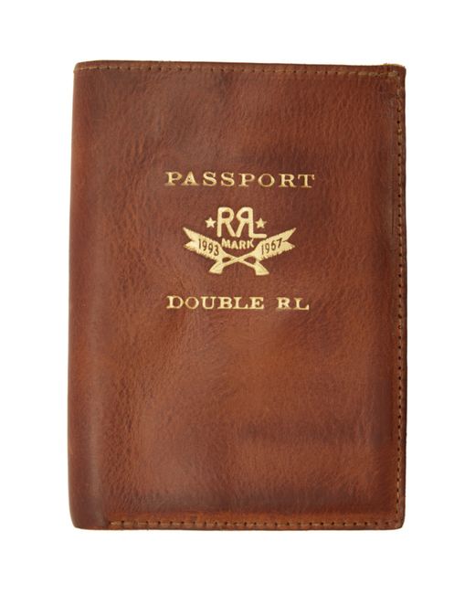 Rrl Brown Leather Passport Holder