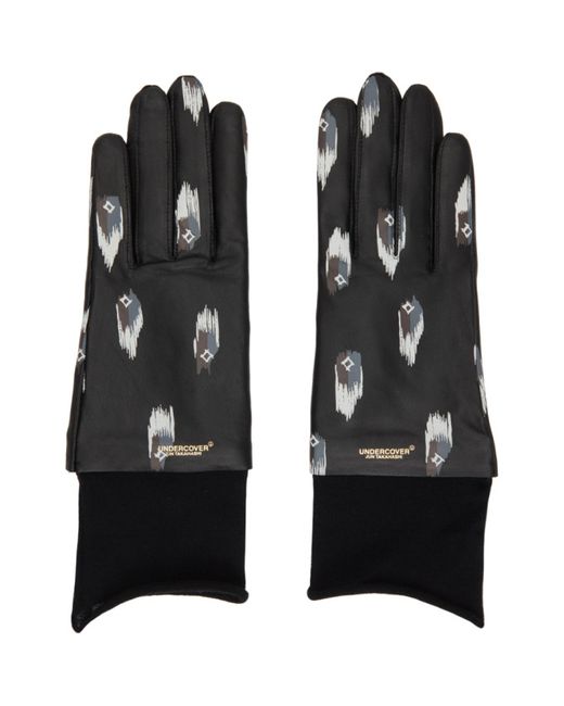 Undercover Leather Printed Gloves