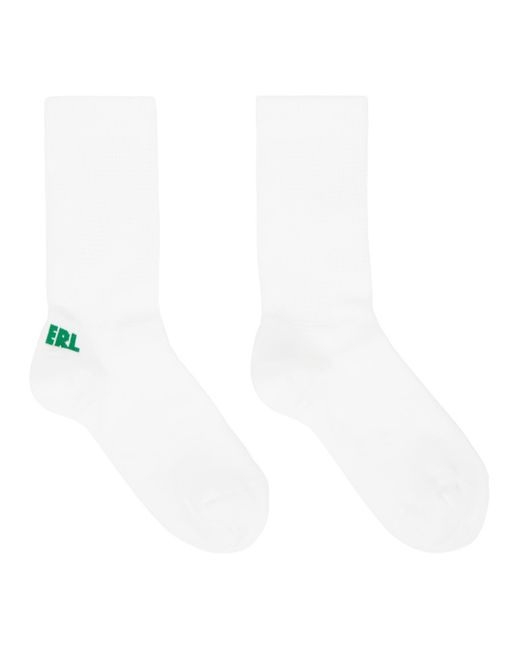 Erl White and Green Logo Socks