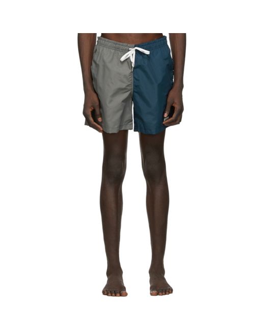 Bather Grey and Navy Solid Swim Shorts