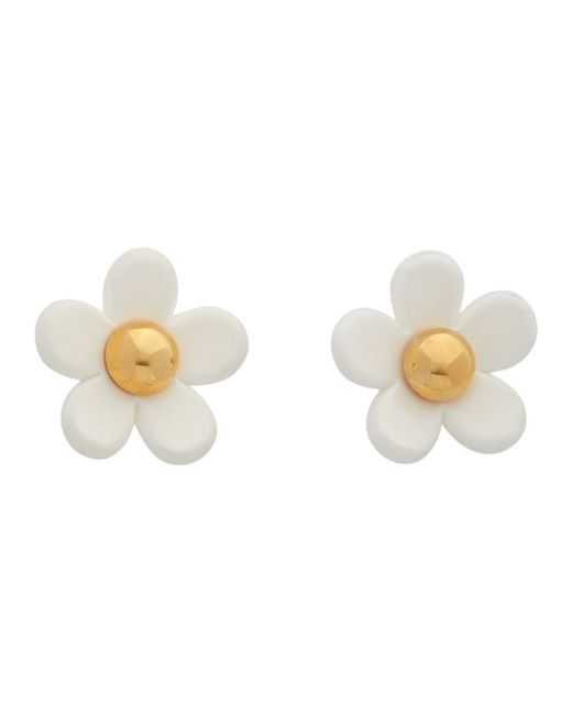 Marc Jacobs White and Gold The Daisy Stud Earrings