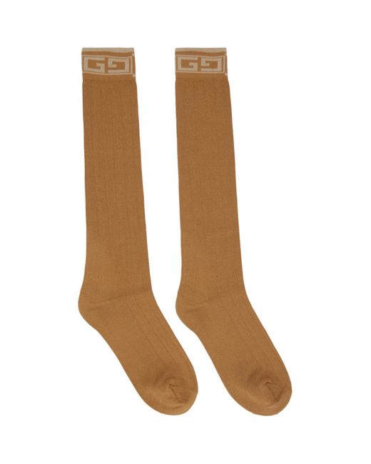 Gucci Brown Square G Socks