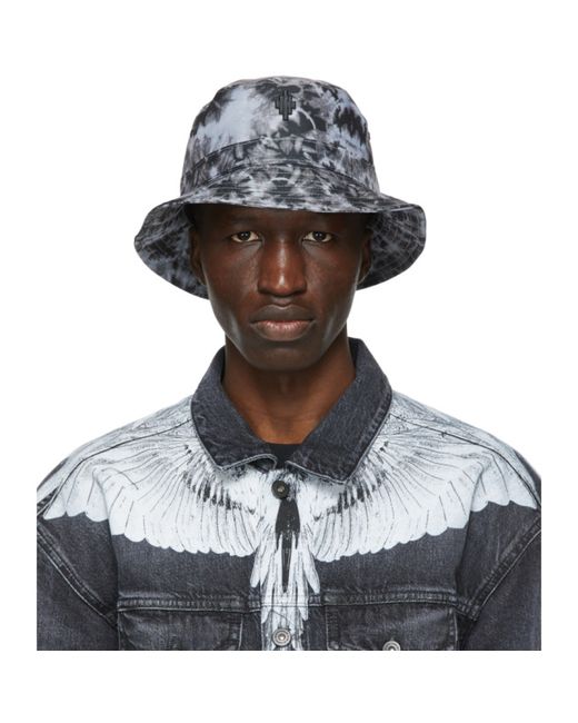 Marcelo Burlon County Of Milan Grey and Black Starter Label Edition Cross Bucket Hat