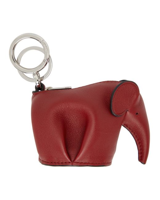 Loewe Red Elephant Charm Keychain