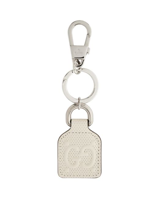 Gucci White GG Embossed Keychain