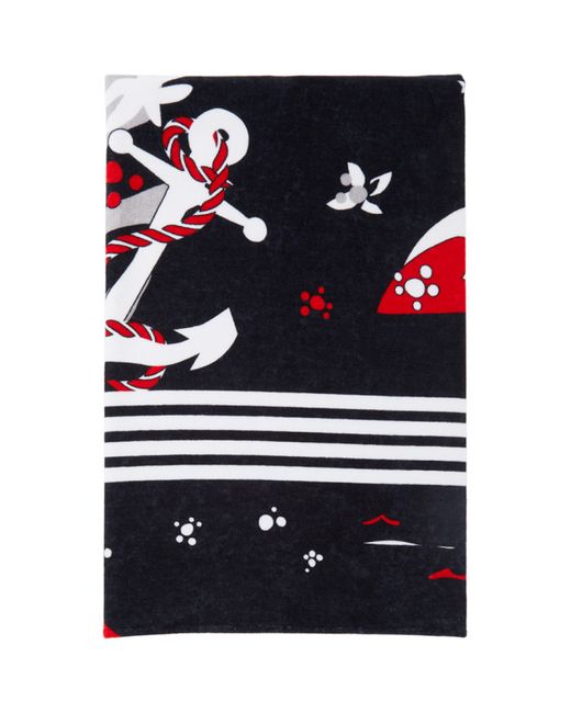 Thom Browne Navy Tropical 4-Bar Beach Towel