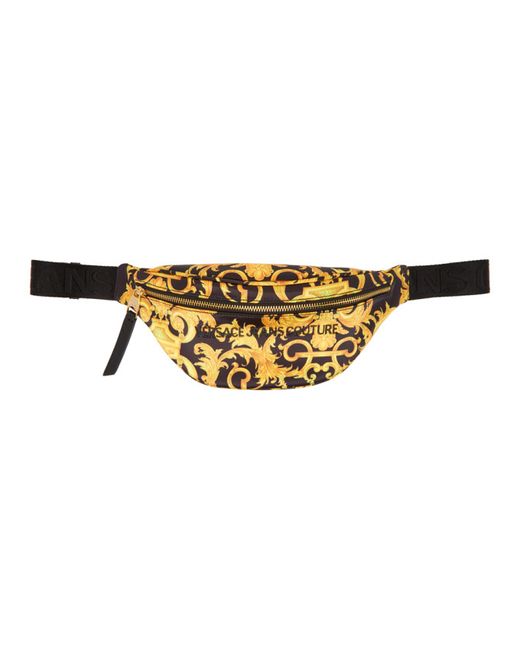 Versace Jeans Couture Black and Yellow Baroque Belt Bag
