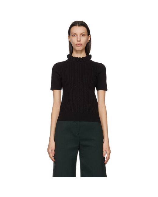 See by Chloé Cable Knit Ruffled Turtleneck