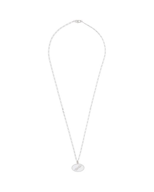 We11done Silver Oval Logo Necklace