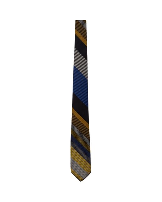 Engineered Garments Yellow and Blue Cotton Striped Tie
