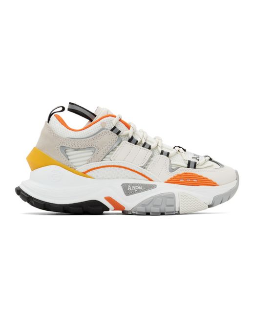 Aape By *A Bathing Ape® White and Orange Dimension Sneakers