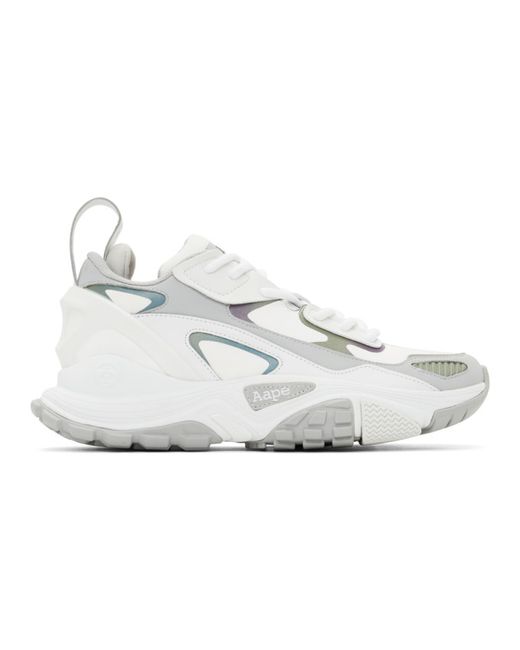 Aape By *A Bathing Ape® White and Grey Iridescent Dimension Sneakers