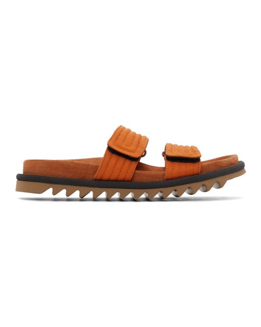 Dries Van Noten Orange Canvas and Suede Slide Sandals