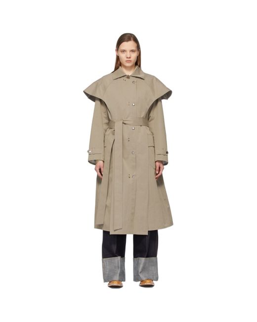 Andersson Bell Khaki Layered Scarf Nora Trench Coat