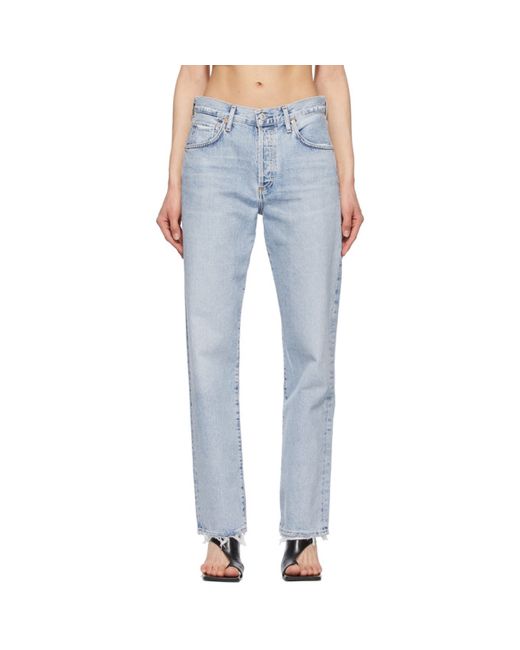 Citizens of Humanity Blue Emery Long Mid-Rise Relaxed Straight Jeans