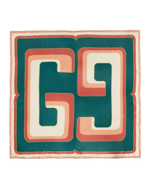 Gucci Green and Pink Square GG Scarf
