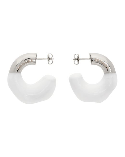 Sunnei Silver and White Small Rubberized Hoop Earrings