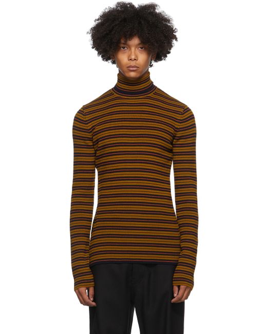 Dries Van Noten Brown Navy Striped Sweater