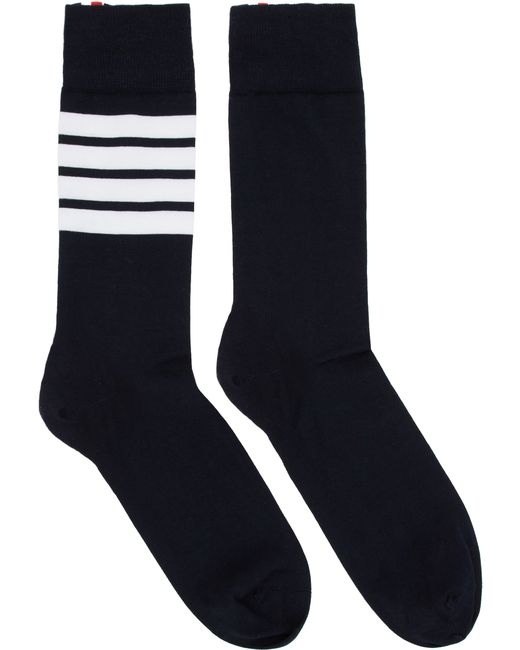 Thom Browne Navy 4-Bar Mid-Calf Socks