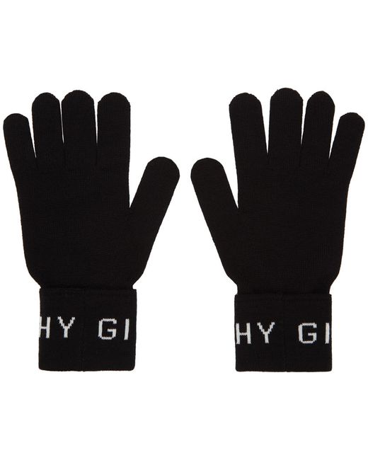 Givenchy Black White Wool Gloves