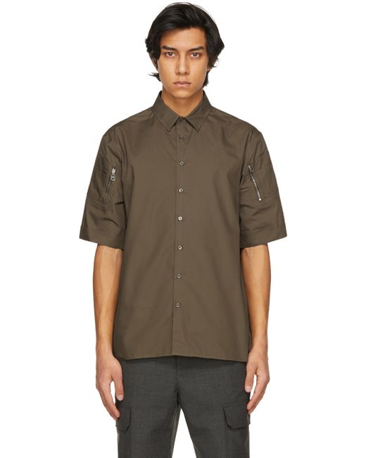 Neil Barrett Khaki Hybrid Vintage Short Sleeve Shirt