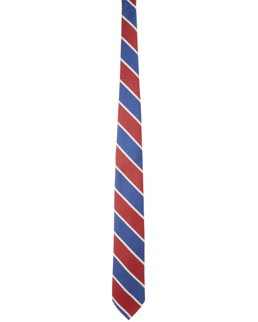 Beams Plus Navy Red Silk Stripe Tie