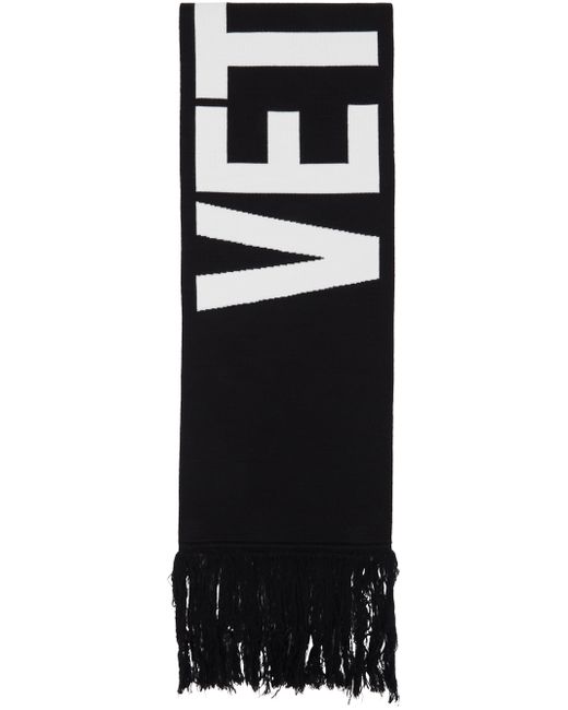Vetements Black White Wool Double Logo Scarf