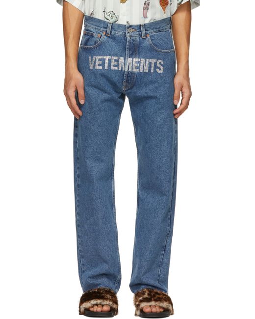 Vetements Crystal Logo Straight Jeans