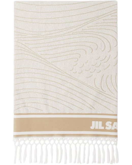 Jil Sander White Logo Beach Towel