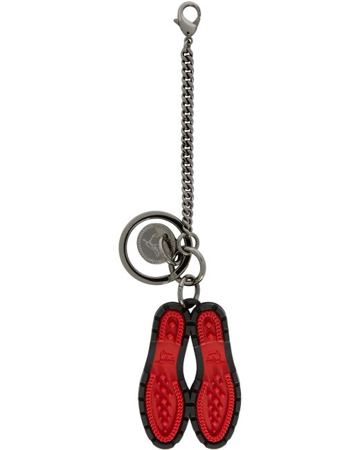 Christian Louboutin Black Red Lug Sole Keychain