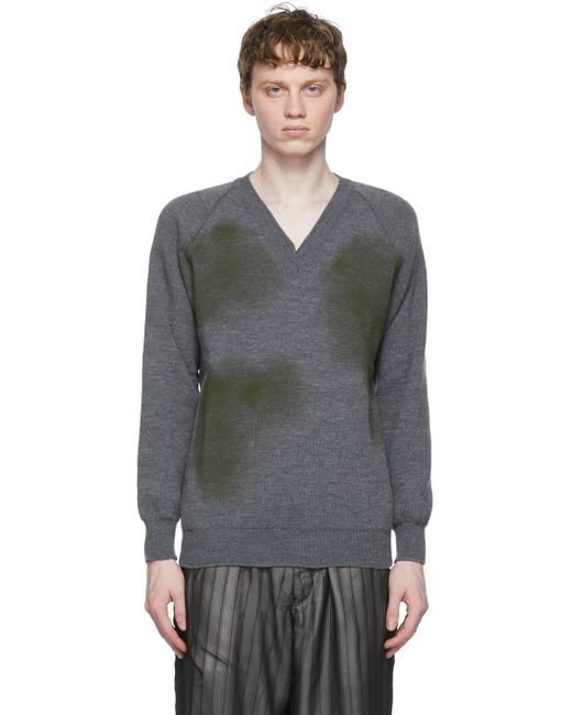 Comme des Garçons Homme Deux Grey Lochaven of Scotland Edition V-Neck Sweater